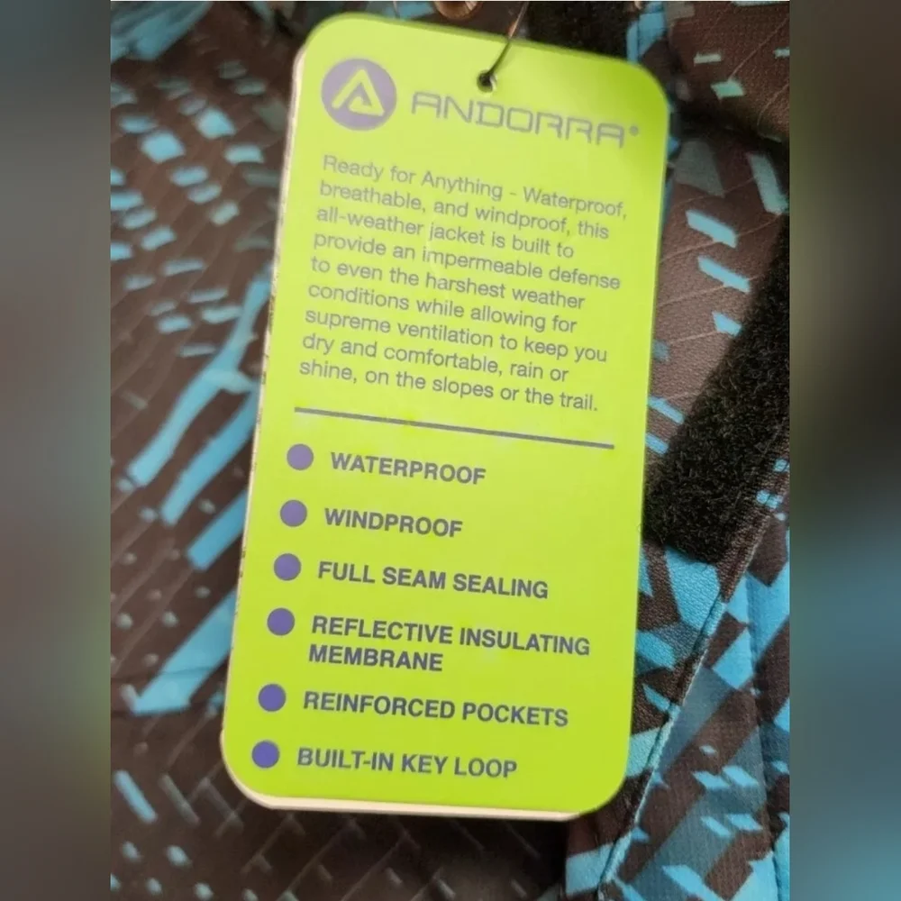 Men's Coat Size 2XL Blue & Black Design Waterproof Windproof All Weather - Picture 10 of 15